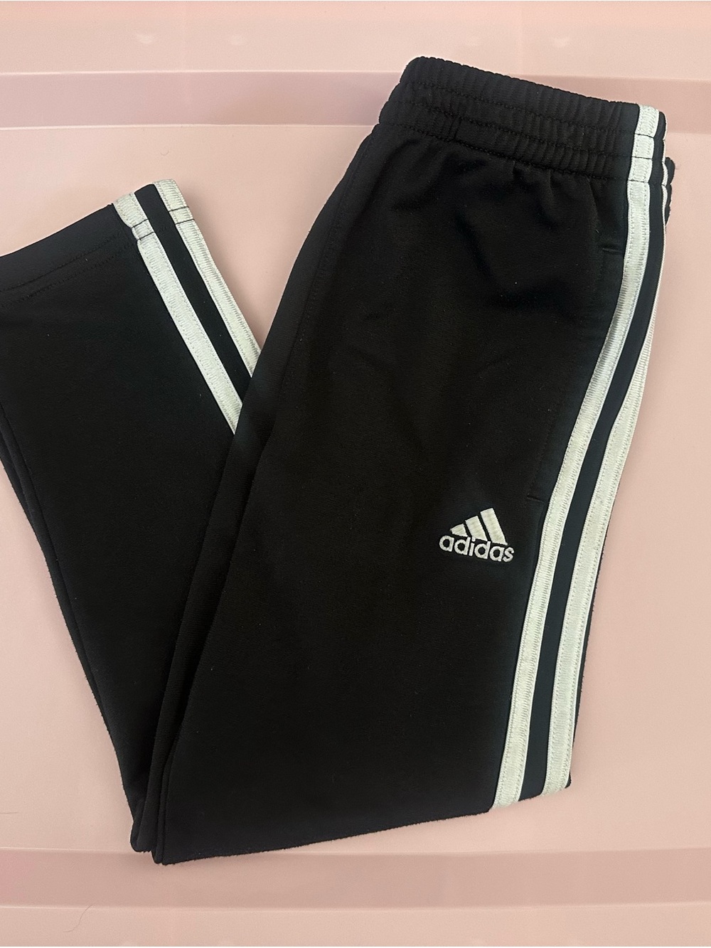 adidas Kids Black Joggers with White Side Stripes